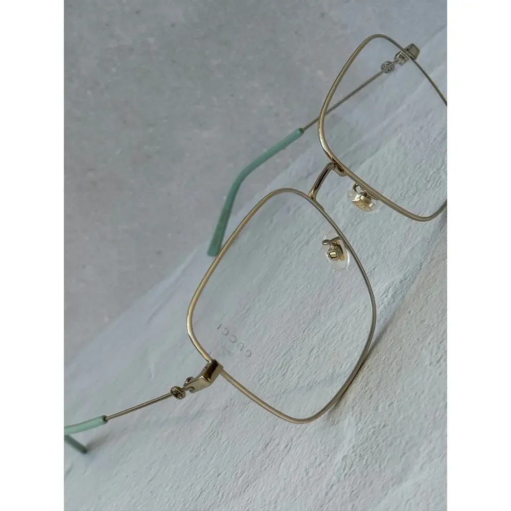 NEW Gucci GG0445O Gold Metal Oversized Square Frames